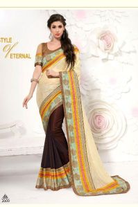 Charming Cream color Party wear saree