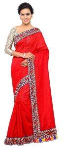 red Saree With Blouse