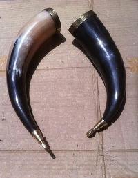 viking drinking horn with brass lip