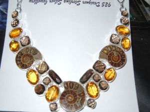 Silver Plated Cluster Necklace Mix Stone