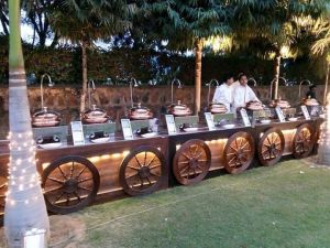 wooden catering antique food counter