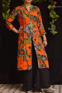 Rayon Kurti & Wrinkled Fabric Palazzo