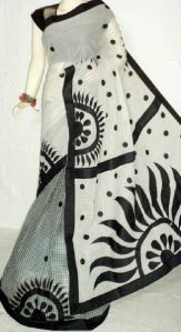 A020 Cream Black Sarees