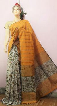 A025 Orange Cotton Sarees