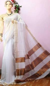 A028 White Brown Sarees