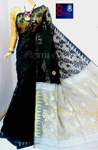 Black white net Saree