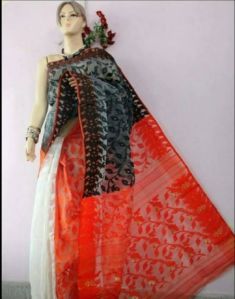 Red White Net Sarees