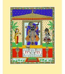 Srinathji The Dark-Hued Divine Art Prints On Silk