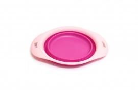 Small Foldable Dog Bowl With Tray-Pink