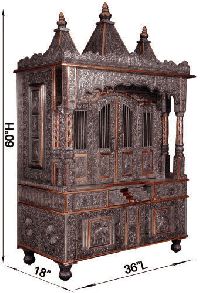 Oxidized Copper Big Pooja Mandir L 36