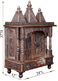 Three Domes Small Oxidized Copper Pooja Mandir