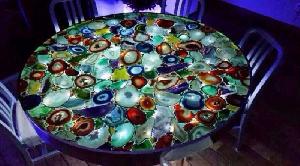 Multi Agate Slice Stone Table Top
