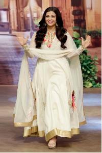 Poly Silk White Bollywood Replica Long Suits