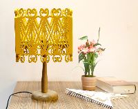 Wooden Jali Lamp - Yellow