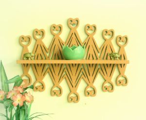 Coral Wooden Jali Wall shelf Taper