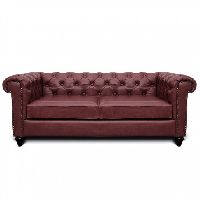 Wine Leather Jacob Chesterfield 3 Seater Sofa