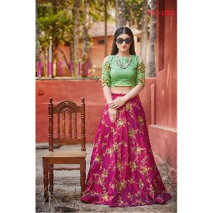 pink banarasi silk designer lahenga choli