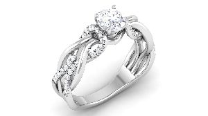 White Gold Solitaire Diamond Ring (51 Diamonds)