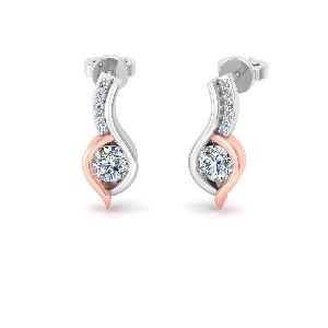 14kt White Gold Semi-Long Drop Diamond Earrings