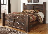 Quinden Dark Brown King Storage Poster Bed