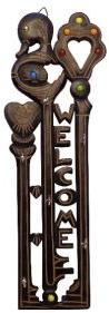 Wooden Key Shaped Wall Hanging with Key Hooks