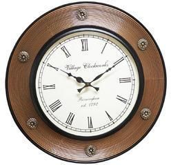 Wood Polished Carving Lining Wall Clock