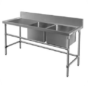 Stainless Steel Two Sink Kitchen Unit