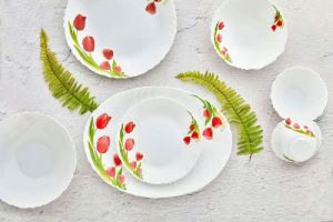 Cello Red Bloom Dinner Set