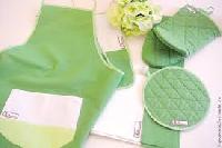 Green Curtains And Apron Set
