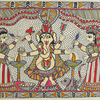 Ganesha With Ridhi & Sidhi Art Posters