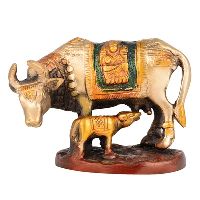 Brass Cow N Calf Statue