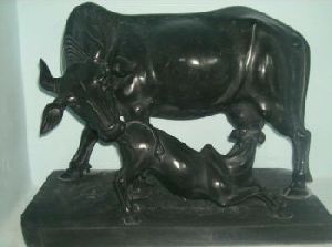 cow child marble statues