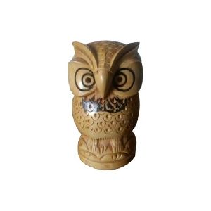 Carved Wooden Owl Statue