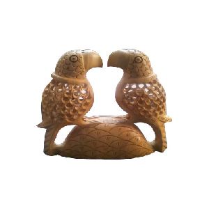 Carved Wooden Parrot Statue