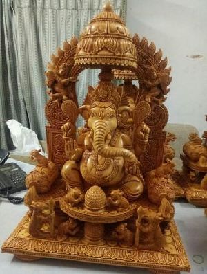 Fine Wooden Ganesh Statue
