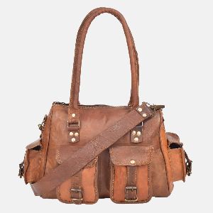 Womens Leather Handbag With Pockets