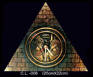Terracotta Egyptian Couple Wall Clock Triangle