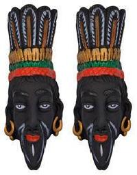 Terracotta Tribal Double Mask Wall Hangings