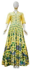 Yellow Chanderi Silk Anarkali Set