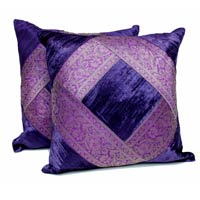 2 Traditional Banarsi Silk Brocade Velvet Indian Ethnic Decorative Purple Throw Pillow Cushion Cover