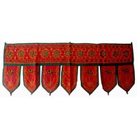 Home Decorative Indian Embroidered Elephant Design with Mirrors Window Valence Door Hanging Toran
