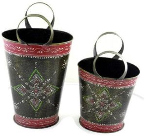 Set of Two Iron Plated Buckets