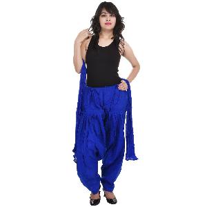 Cotton Plain Blue Patiala Salwar