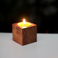 Wooden Square tea light candle holder
