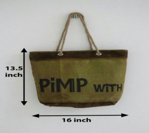 PH081 Canvas Mix Leather Tote Bag