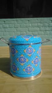 Hand painted Enamelware Storage bucket