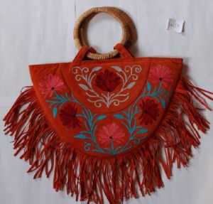 Handmade Embroidered Suede handbag