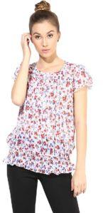 Top400316  printed white colour ladies top