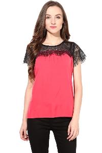 Top400425 pink colour ladies top