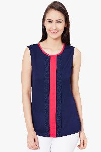 400518 plain Blue colour womens top